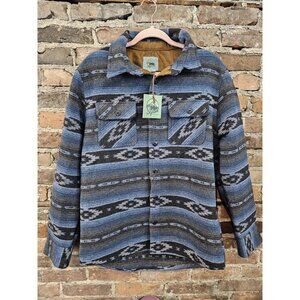 Skyhawk Blanket Shirt Mens Sz M Blue Aztec Wool Blend Flannel Shacket Western